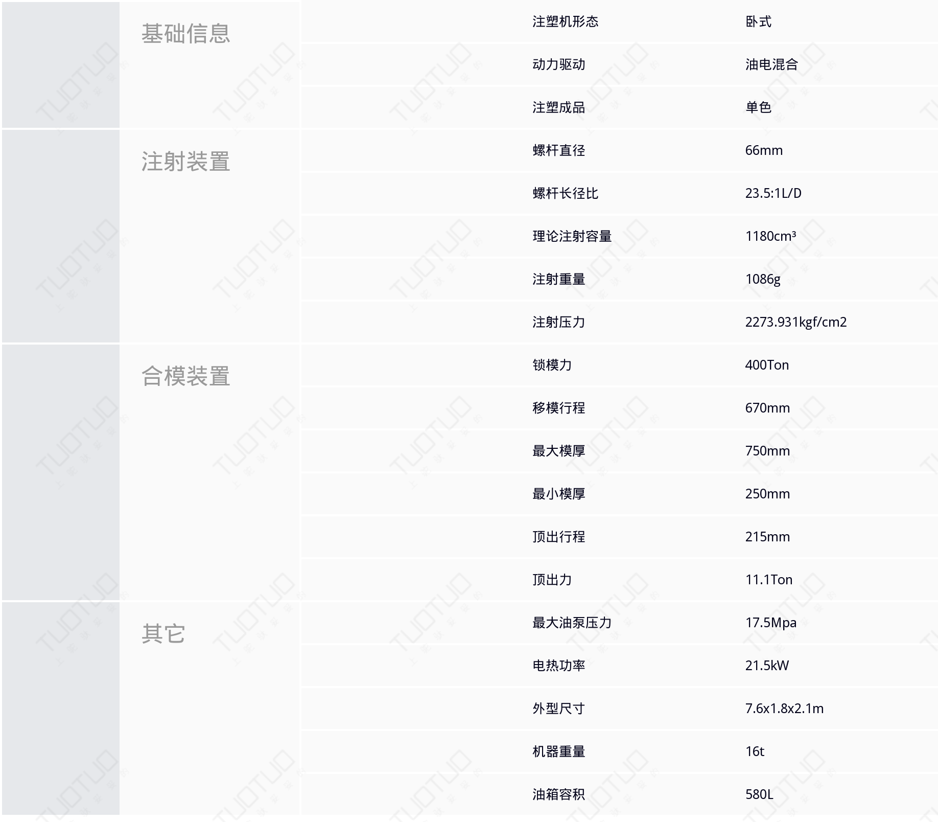 新协力科仕特 fc系列 fc400 卧式注塑机